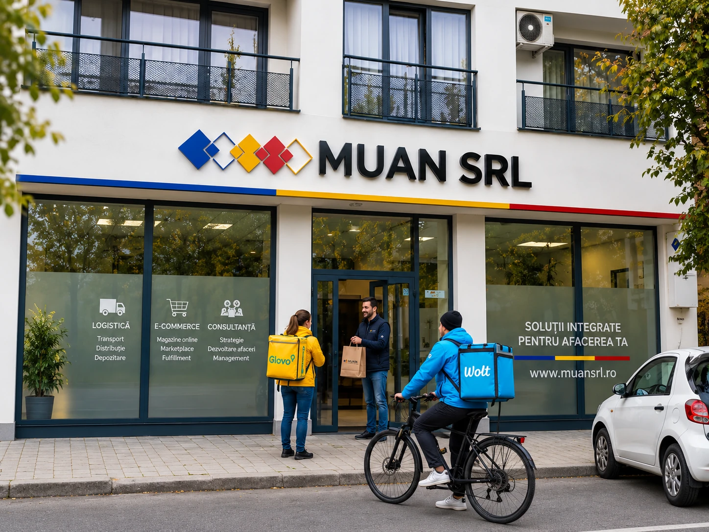 Fațada sediului MUAN SRL din Iași, România
